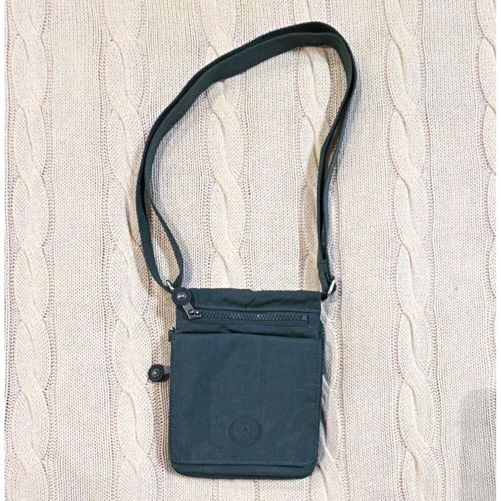 Kipling Blue Small Crossbody Bag Zip & Snap Closure Adjustable Strap Charm